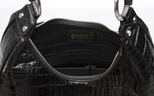 Ferrini Ladie's AB5191 Alligator Link Purse Hand Bag Pocket Book Black Luxury
